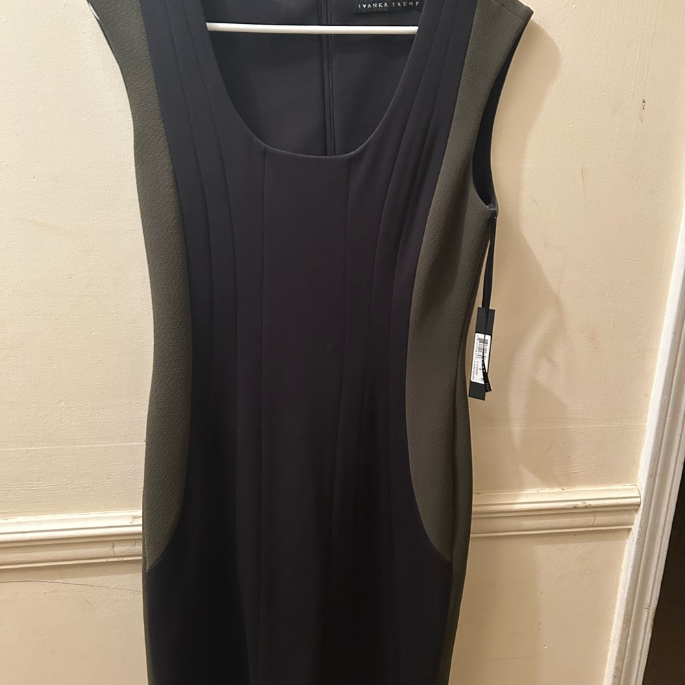 Ivanka Trump Black and Gray Midi Dress
